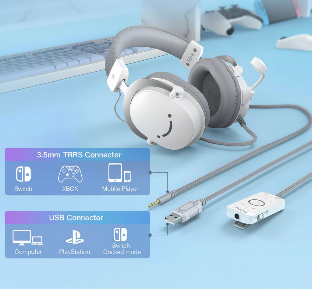 FIFINE H9W USB Gaming Headset 7.1 Surround Sound Wired Headphones with Mic for PC PS5 Xbox
