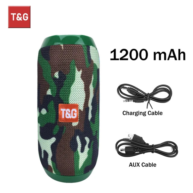 T&G TG117 Portable Bluetooth Speaker Waterproof IPX5 Outdoor Loudspeaker with FM Radio TWS