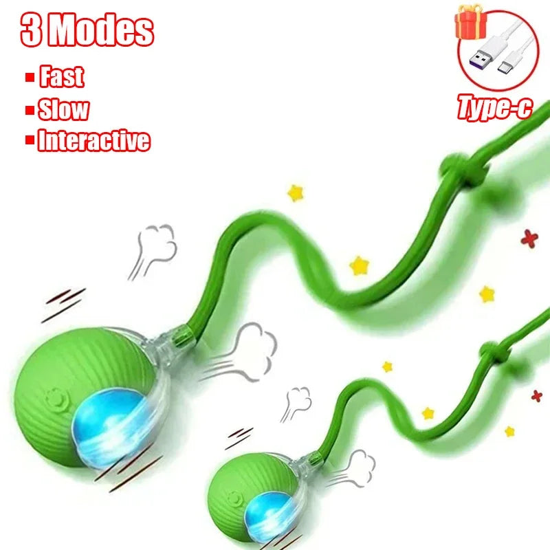 Smart Interactive Cat Ball Toy with Automatic Rolling, Mouse Tail, Rechargeable Quiet Play for Cats