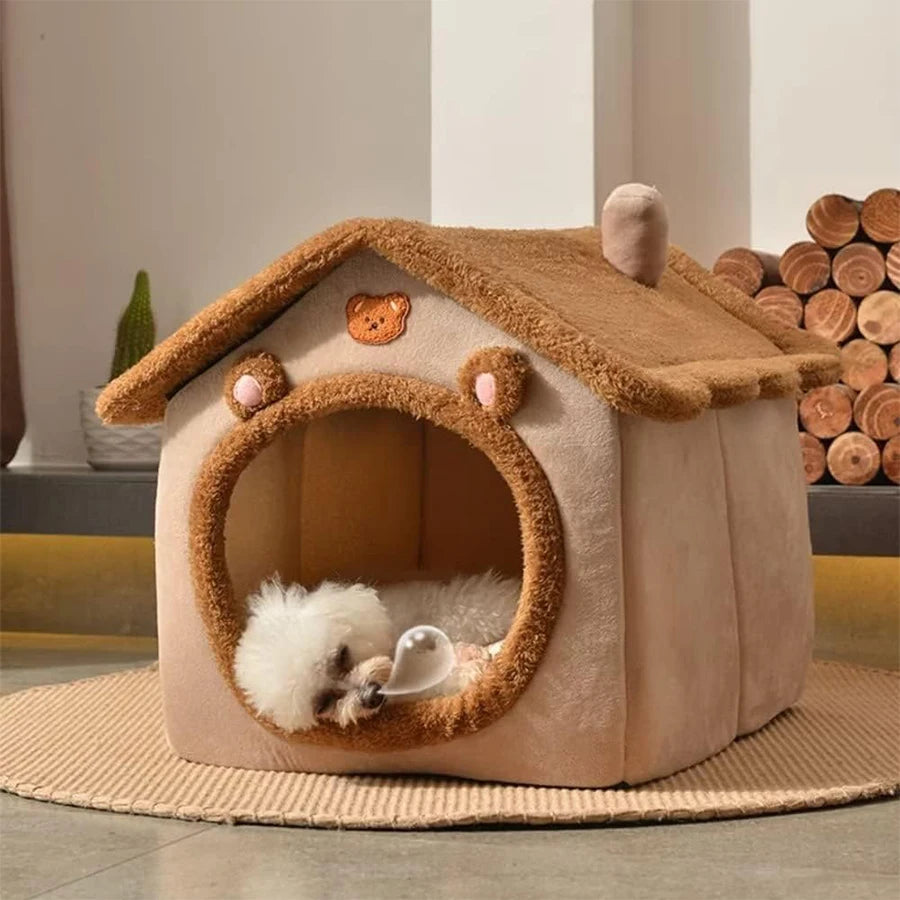 Foldable Pet House Removable Washable Cat Cave Bed for Cats and Small Dogs Winter Warm