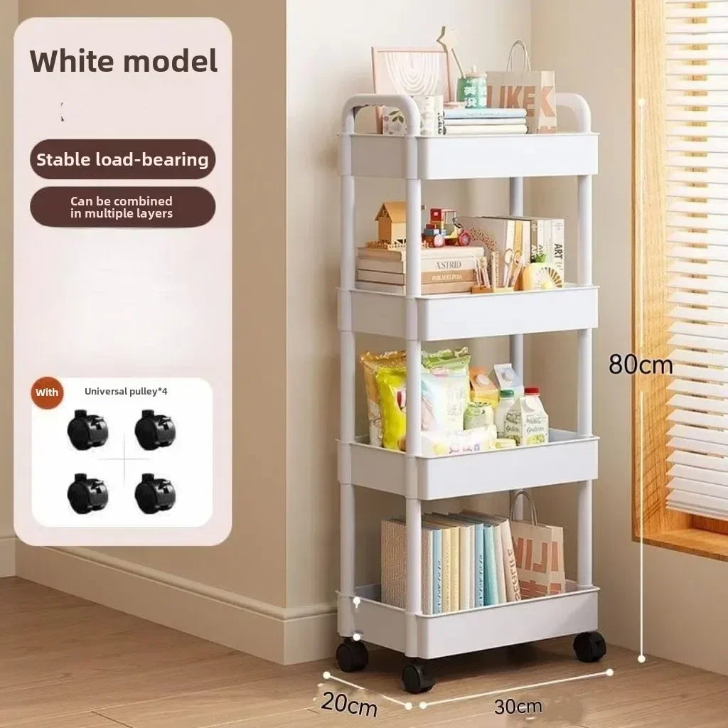 Multifunctional Rolling Storage Cart with Open Shelves for Kitchen Bedroom Living Room Organiser