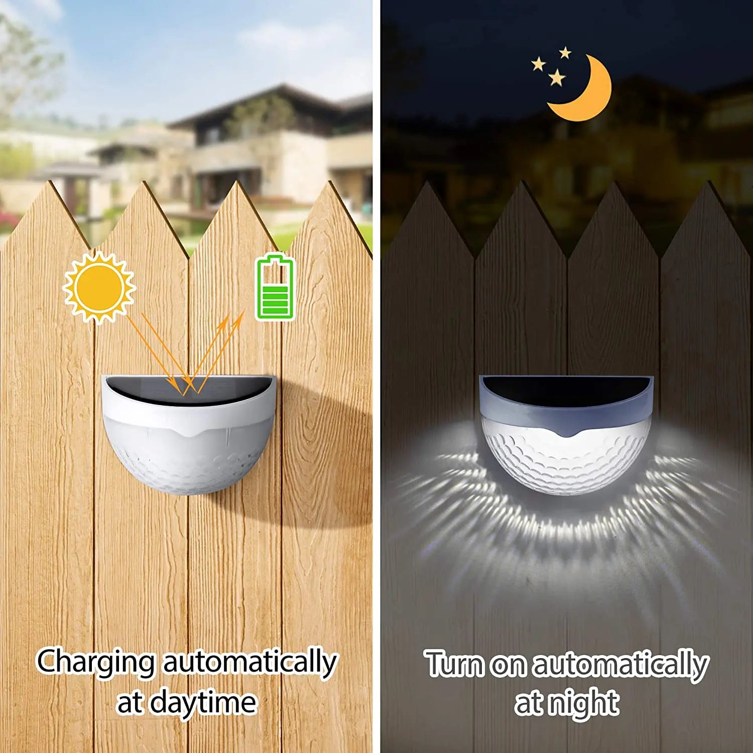 SHUSTAR LED Solar Fence Lights Outdoor Waterproof Wall Lamps for Garden Terrace Path Decoration