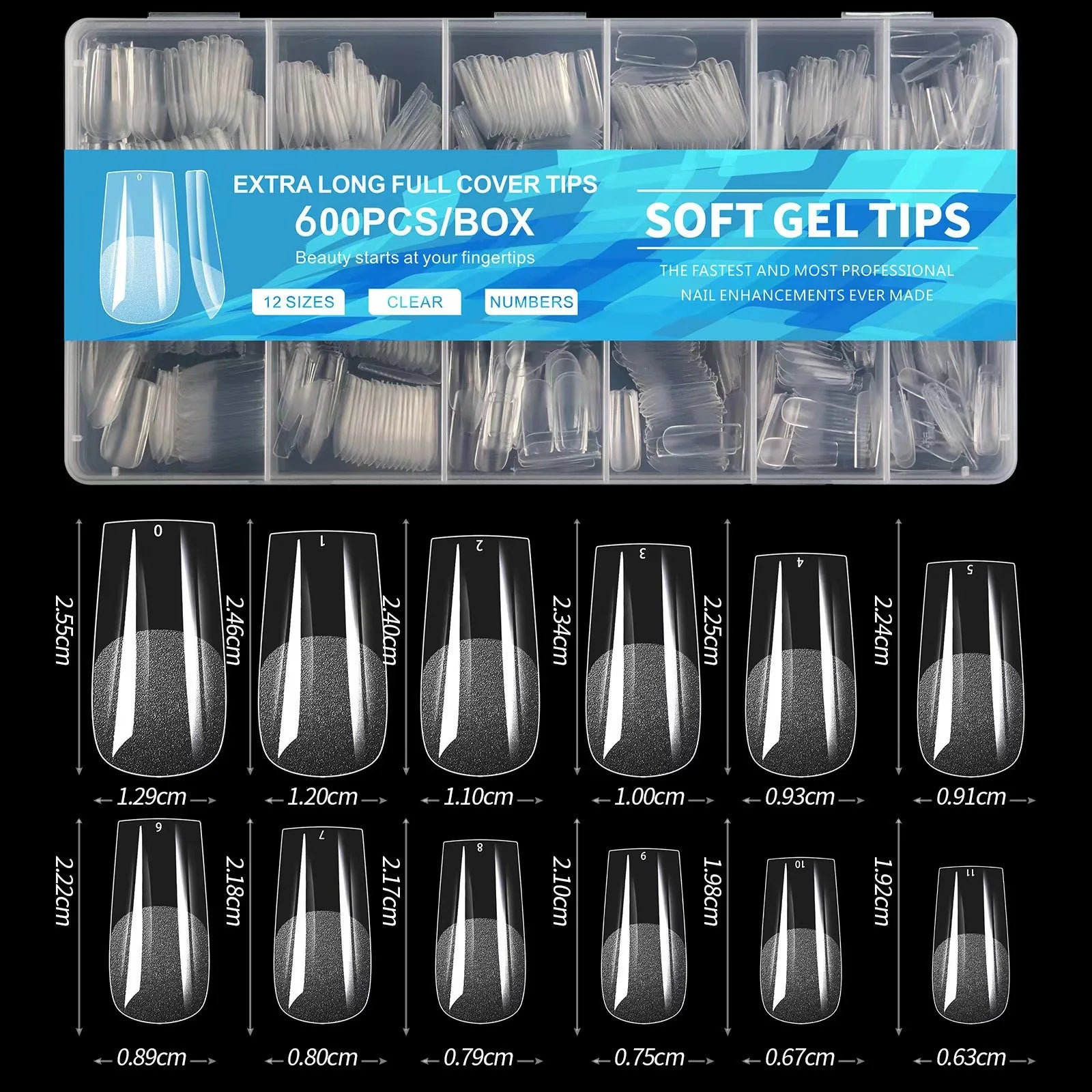 600Pcs Medium Almond Half Matte Full Cover False Nail Tips for Acrylic Gel Press On Nails DIY Kit