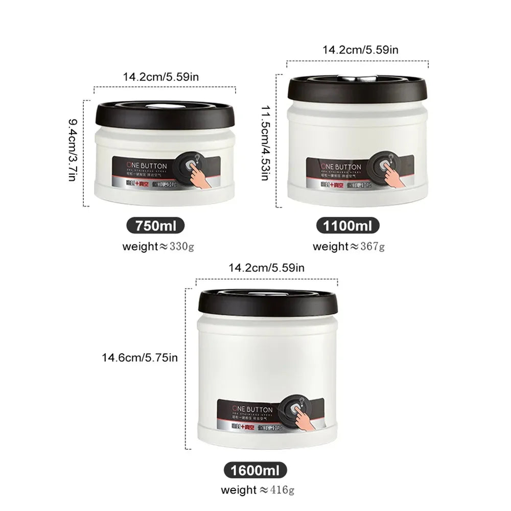 Stainless Steel Coffee Bean Vacuum Sealed Canister Airtight Storage Jar for Kitchen Organisation