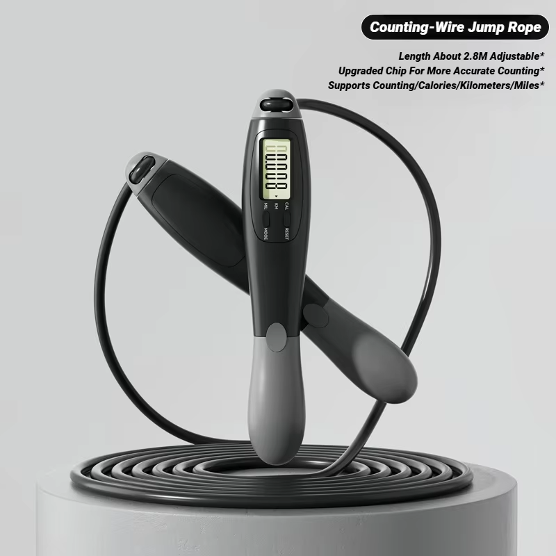 Adjustable Digital Counting Jump Rope Steel Skipping Rope Fitness Cardio Training for Adults