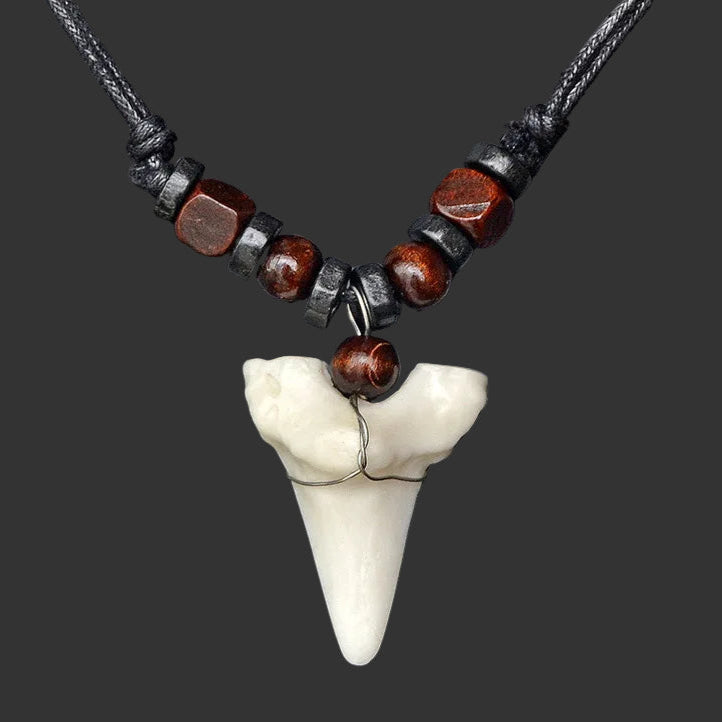 Handmade Maori Shark Tooth Pendant Necklace Tribal Resin Bone Powder Surfer Choker Unisex Adjustable