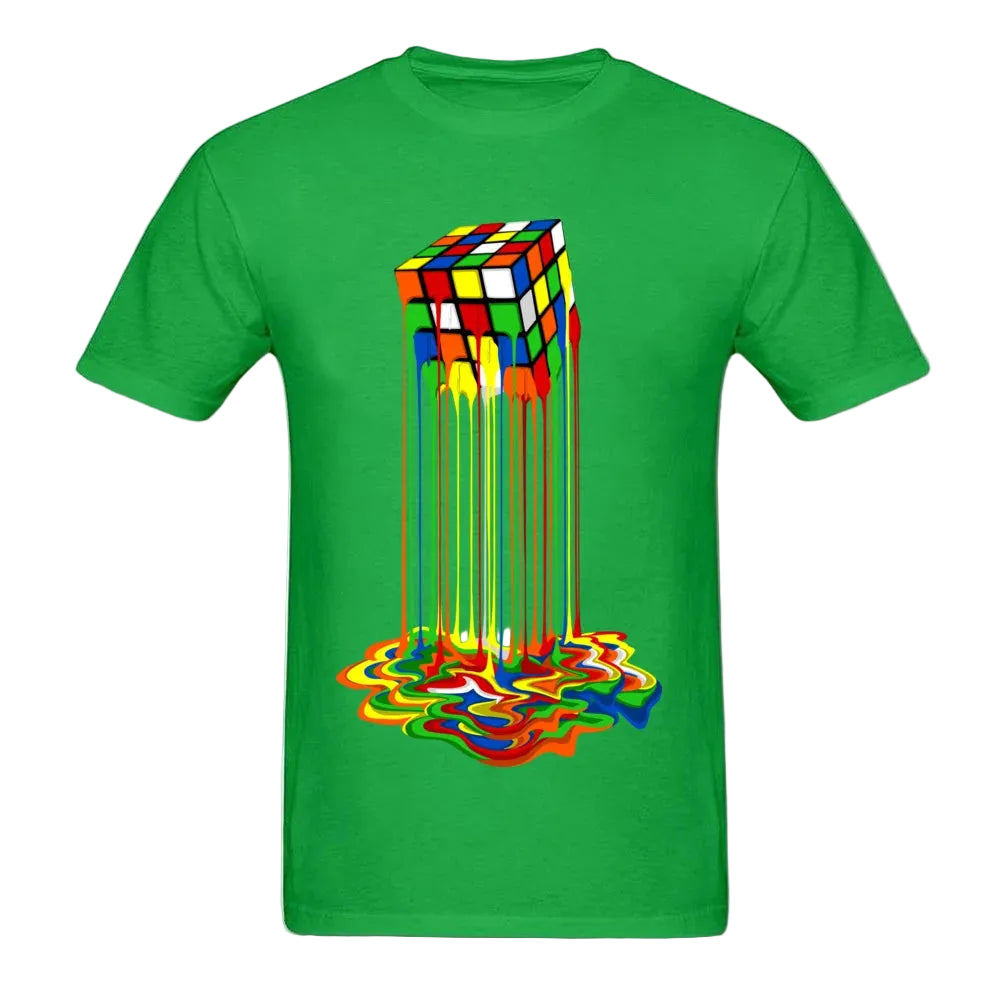 Rainbow Abstraction Melted Image Cotton T-Shirt for Men – Vibrant, Comfortable, and Stylish
