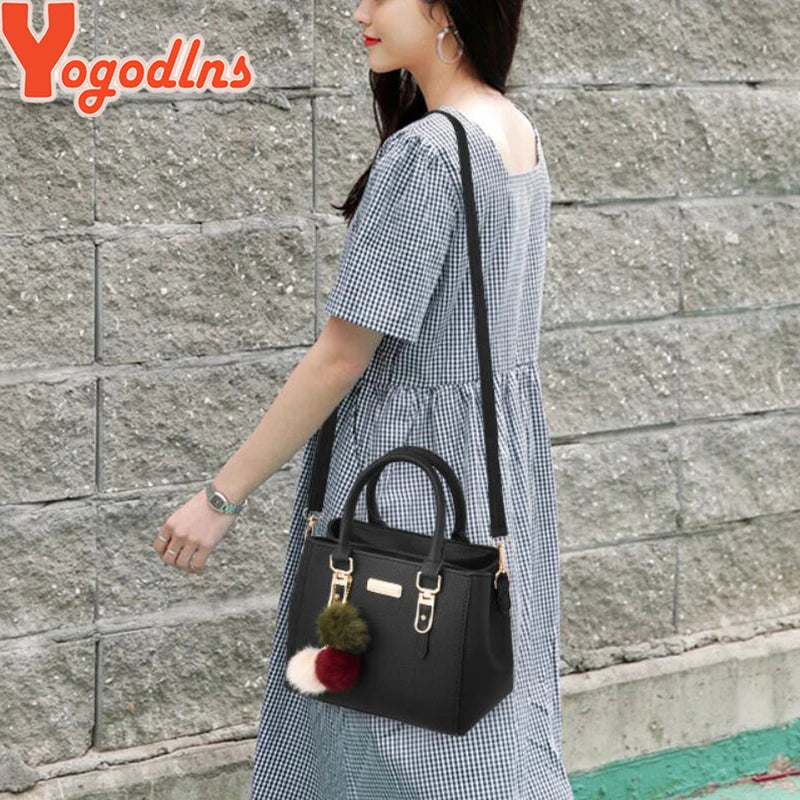 YOGODLNS Women Beading Pendant Handbag Ladies Embossed Shoulder Messenger Bag High-Quality Fashion
