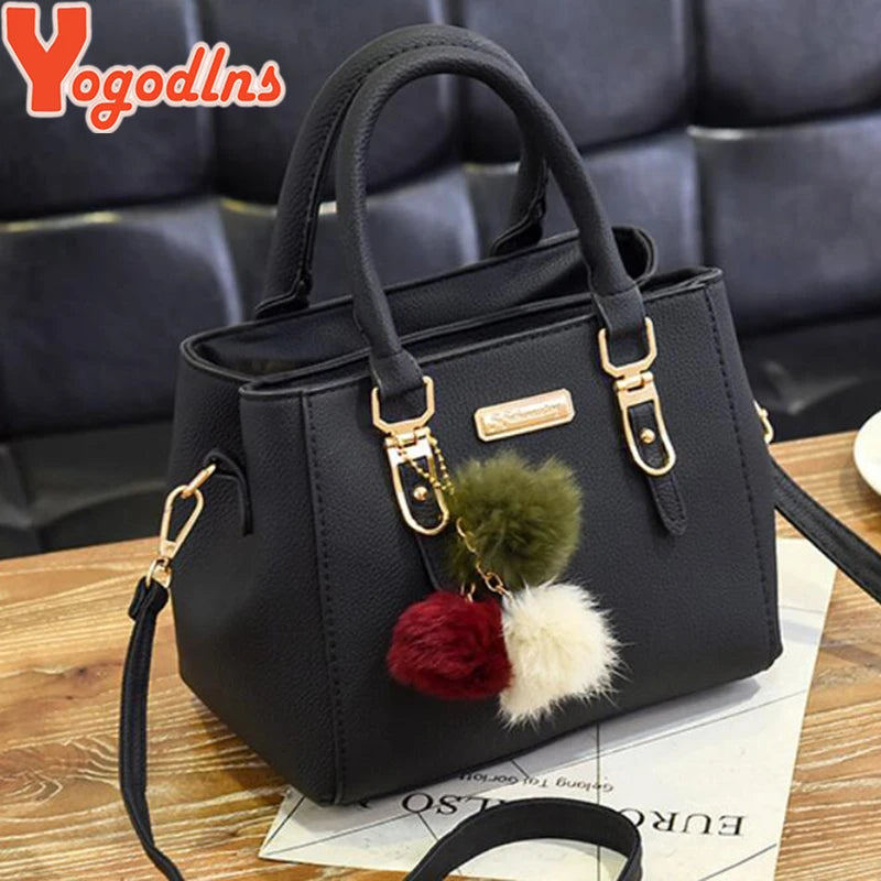 YOGODLNS Women Beading Pendant Handbag Ladies Embossed Shoulder Messenger Bag High-Quality Fashion
