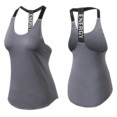 Women’s Sleeveless Backless Gym Yoga Workout Top Quick-Dry Fitness Activewear Training Shirt