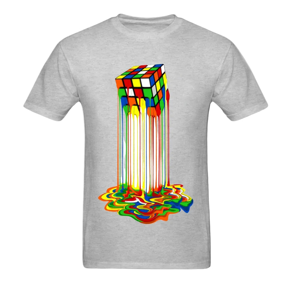 Rainbow Abstraction Melted Image Cotton T-Shirt for Men – Vibrant, Comfortable, and Stylish
