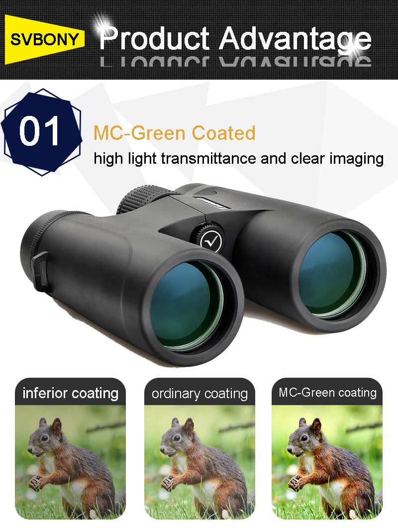 SVBONY SV40 Binoculars 10x42/8x32 HD Outdoor Telescope for Hiking, Camping, Bird Watching, Travel