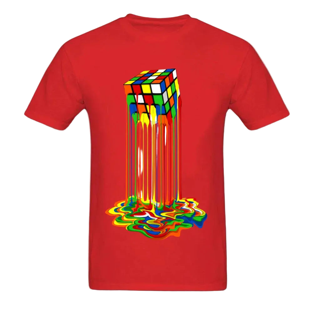 Rainbow Abstraction Melted Image Cotton T-Shirt for Men – Vibrant, Comfortable, and Stylish
