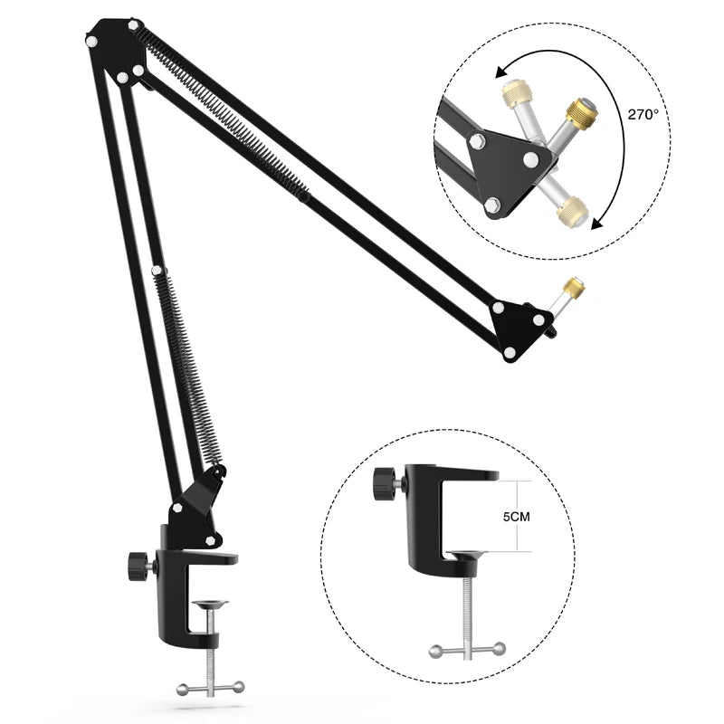FIFINE Adjustable Microphone Boom Arm Stand for K688 USB XLR Dynamic Mic Suspension Scissor Arm Pro