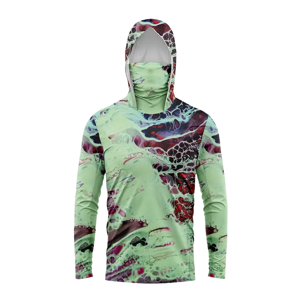 Men’s Hooded Long Sleeve Fishing Shirt UPF 50+ UV Protection Quick Dry Outdoor Apparel