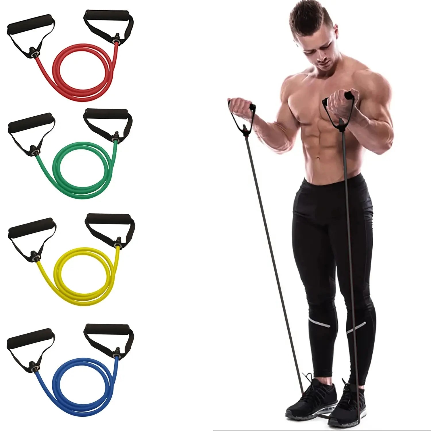 Resistance Bands with Handles for Strength Training, Home Workout Bands for Men & Women