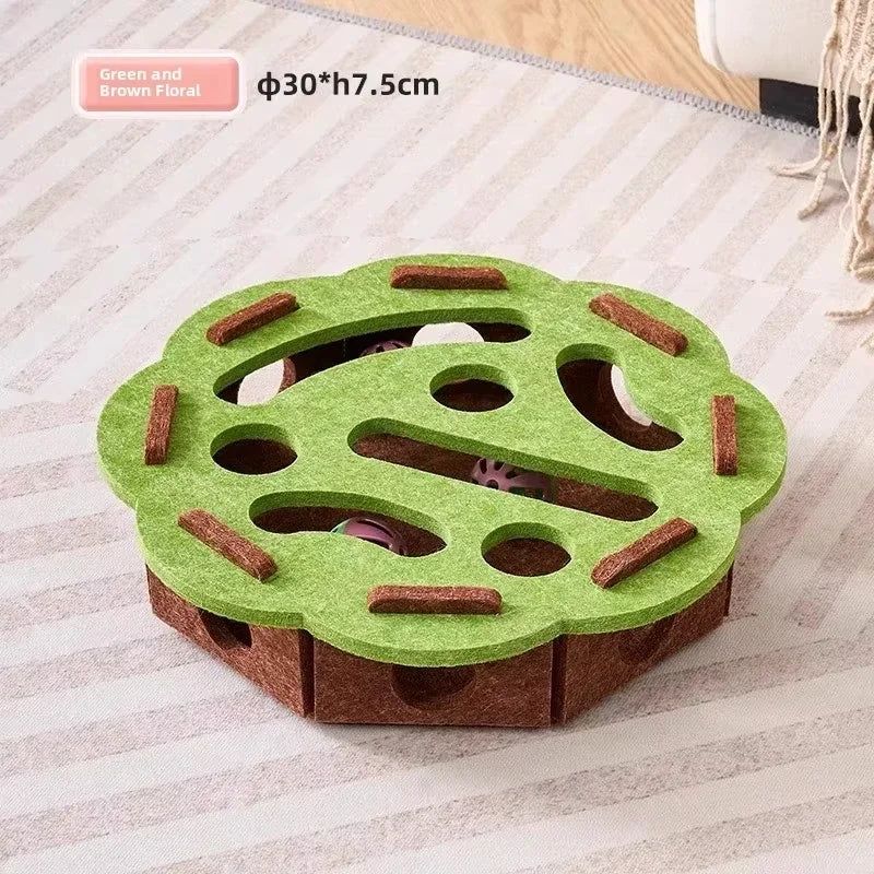 Felt Cat Puzzle Box Interactive Indoor Cat Toy Exercise Play Scratching Ball Fun Activity Game