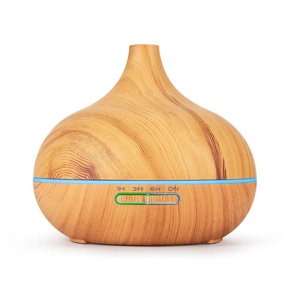 550ml Wood Grain Essential Oil Diffuser with LED Lights Remote Control and USB Power