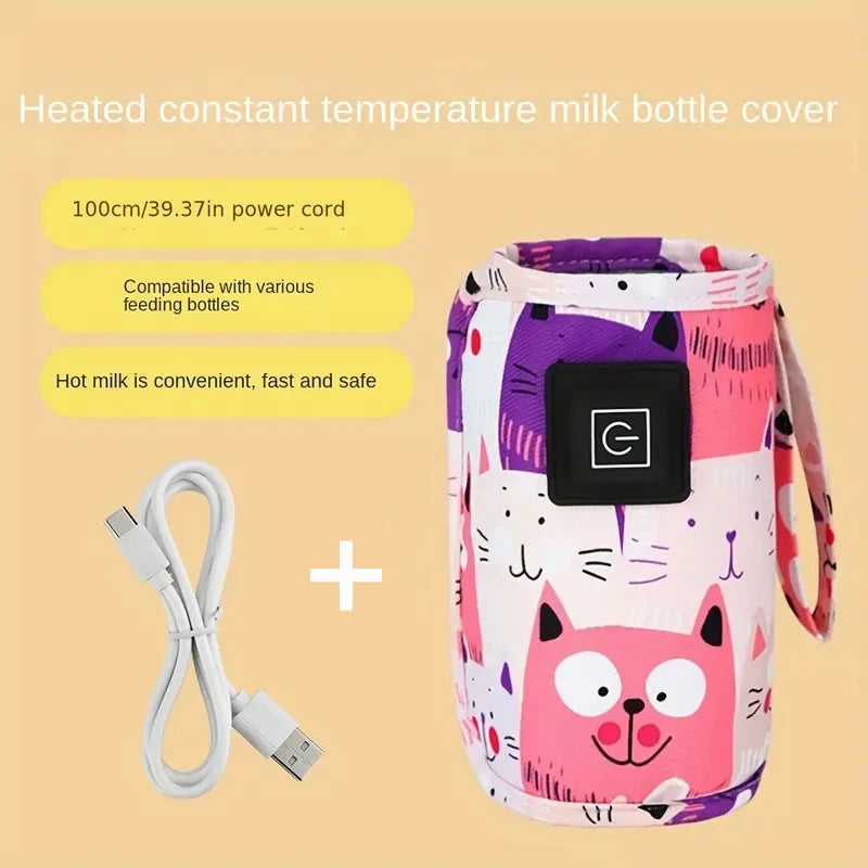 USB Milk Water Warmer Portable Travel Bottle Heater with Insulated Bag for Baby Feeding on the Go