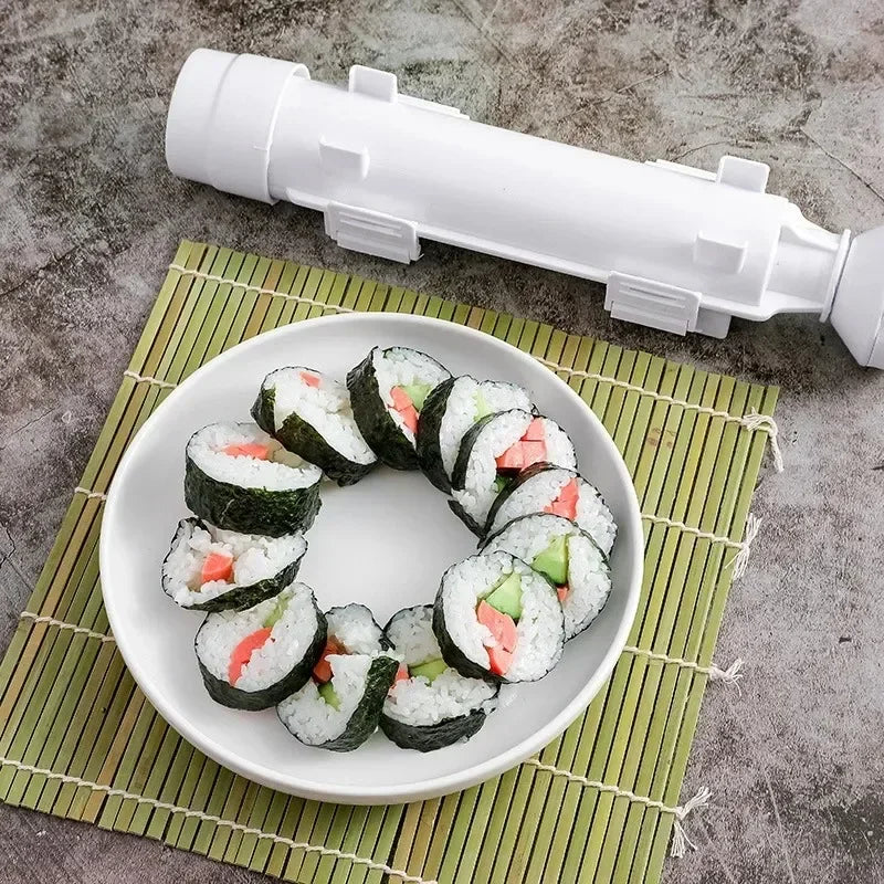 DIY Cylinder Sushi Making Machine Quick Sushi Bazooka Rice Roll & Onigiri Mold for Home Kitchens Set