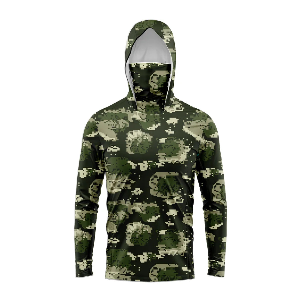 Men’s Hooded Long Sleeve Fishing Shirt UPF 50+ UV Protection Quick Dry Outdoor Apparel