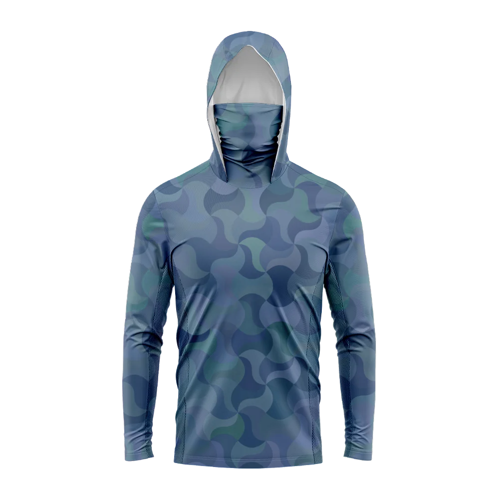 Men’s Hooded Long Sleeve Fishing Shirt UPF 50+ UV Protection Quick Dry Outdoor Apparel