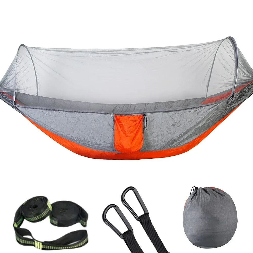 Lightweight Hammock with Mosquito Net Backpacking Nylon Tree Strap Ultralight 2 in 1 Camping Gear