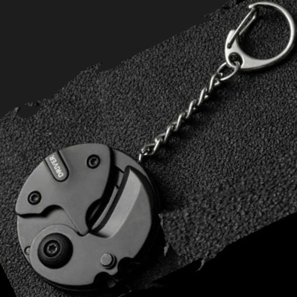 Multifunctional Hexagon Keychain Tool – Mini Folding Knife, Screwdriver & EDC Gear Coin Tool