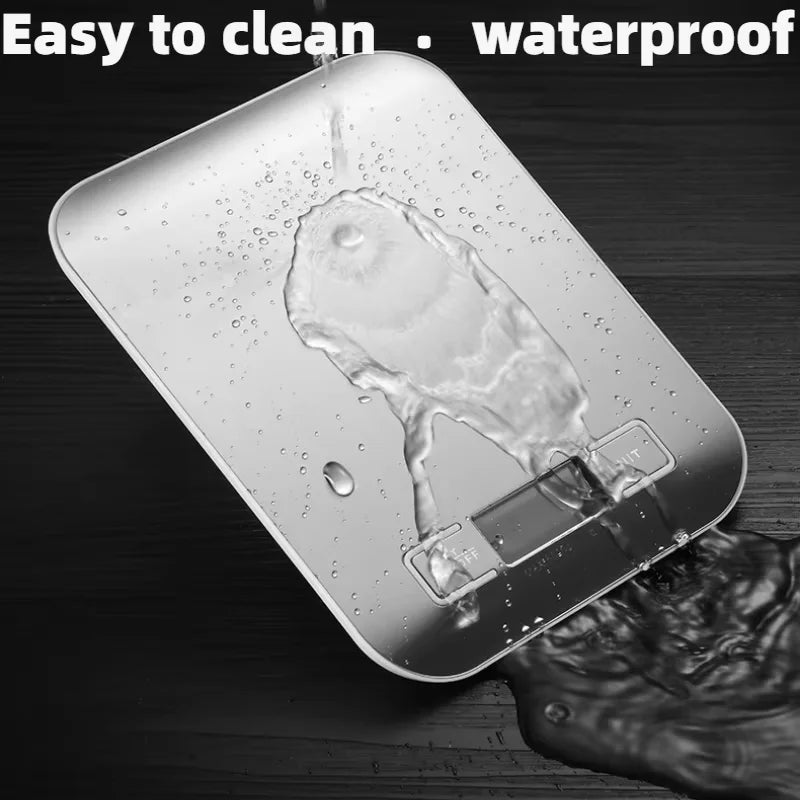 Digital Kitchen Scale 5kg/1g LCD Display Waterproof Stainless Steel High Precision Food Measuring