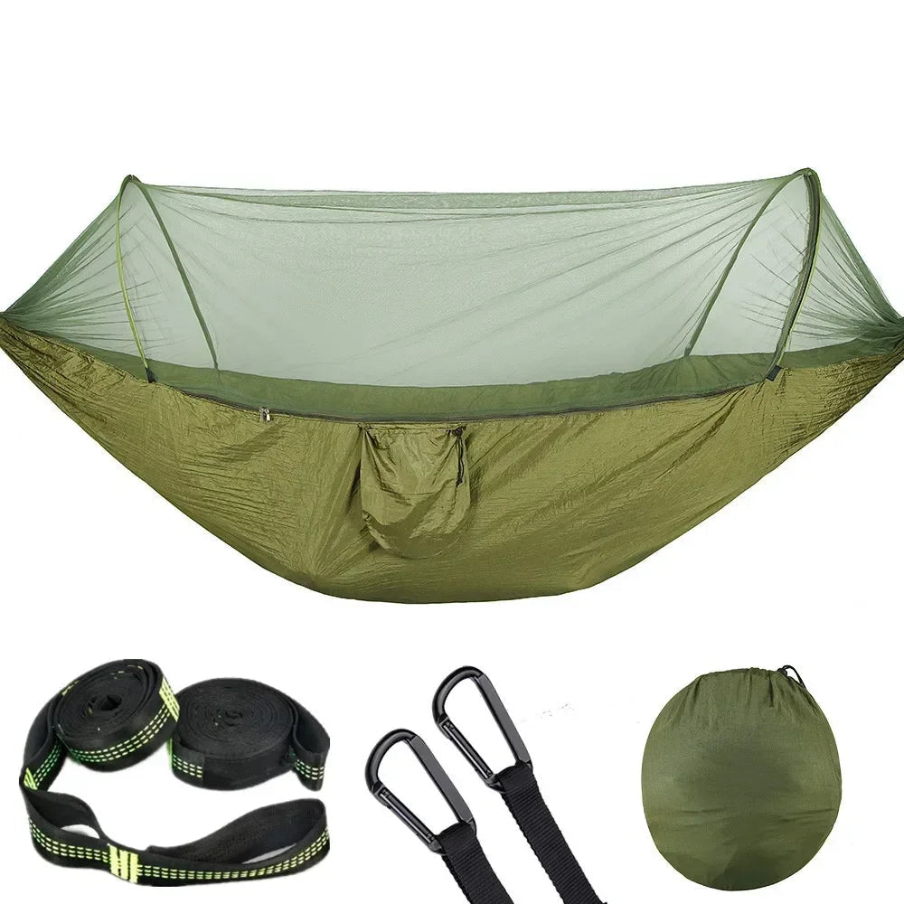 Lightweight Hammock with Mosquito Net Backpacking Nylon Tree Strap Ultralight 2 in 1 Camping Gear