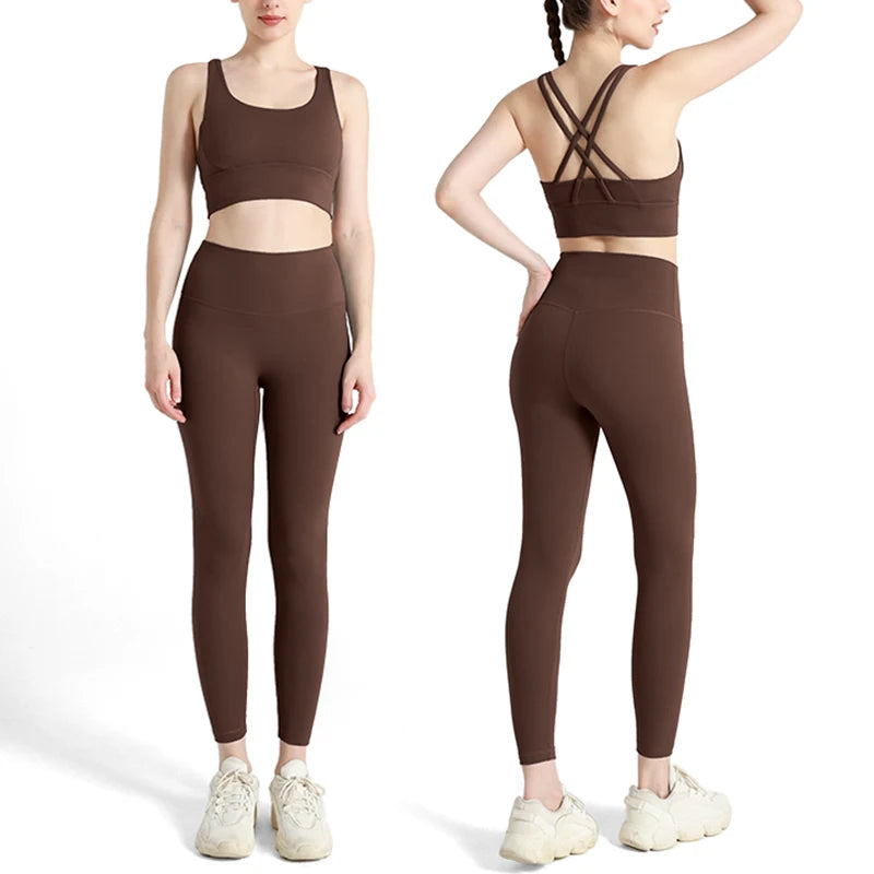 Women’s 2 Piece Yoga Set Quick Dry Breathable Sports Bra Leggings Gym Fitness Tracksuit Set