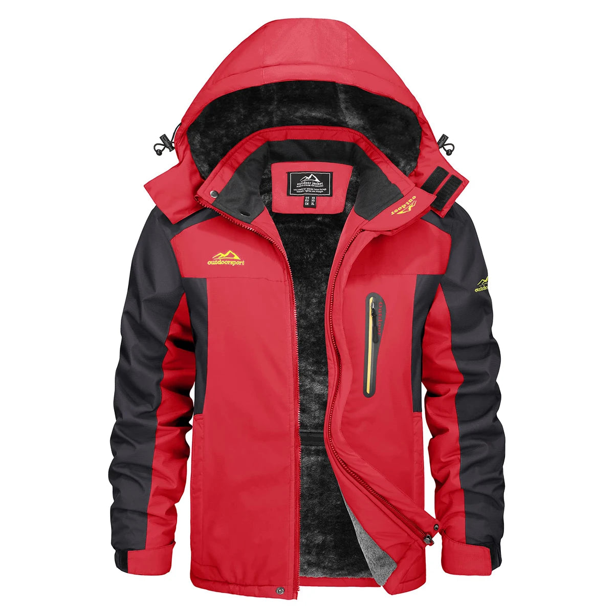Men's Waterproof Ski Jacket Fleece Lined Winter Coat Hooded Outdoor Snow Windproof Parka Shell