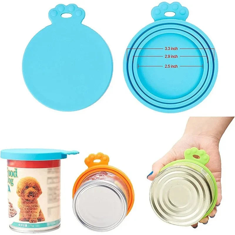 Silicone Pet Food Can Lid Reusable Seal Cover for Dog and Cat Food Tins in 3 Sizes with Spoon