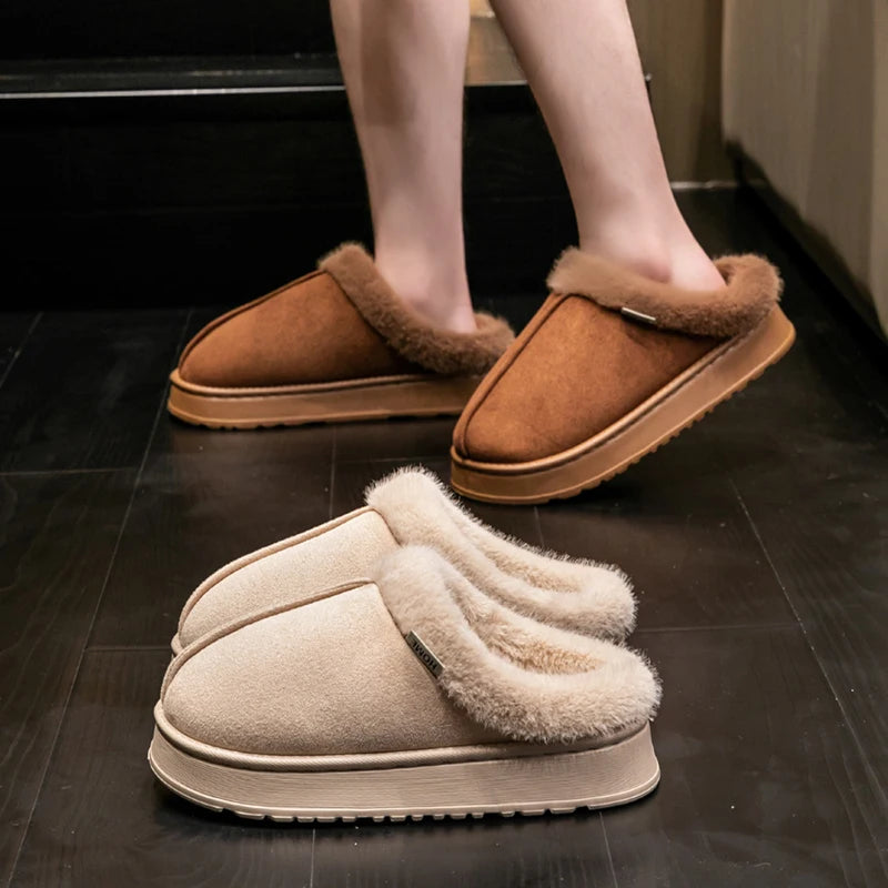 Women's Winter Autumn Non-Slip Indoor Slippers Plush Fleece Lined Warm Cotton House Shoes Comfort