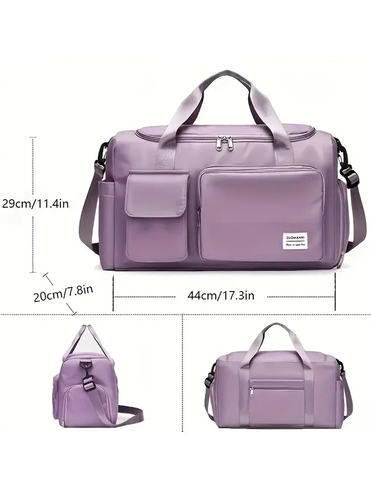 Carry on travel bag large capacity weekender overnight duffel with shoe compartment for women
