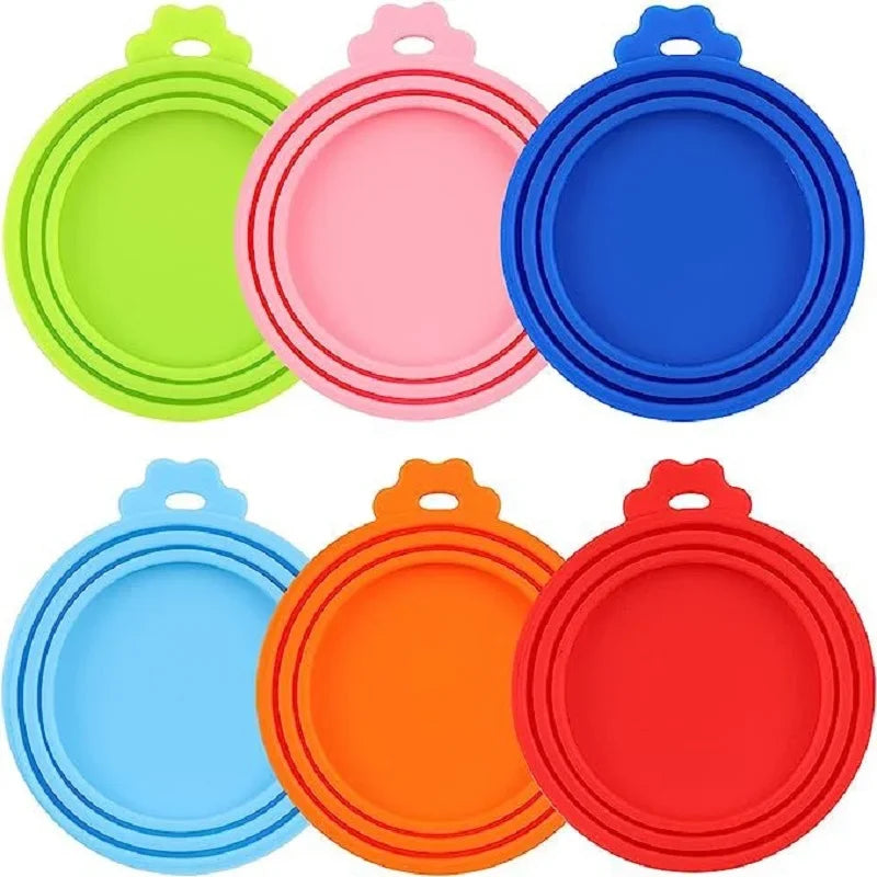 Silicone Pet Food Can Lid Reusable Seal Cover for Dog and Cat Food Tins in 3 Sizes with Spoon