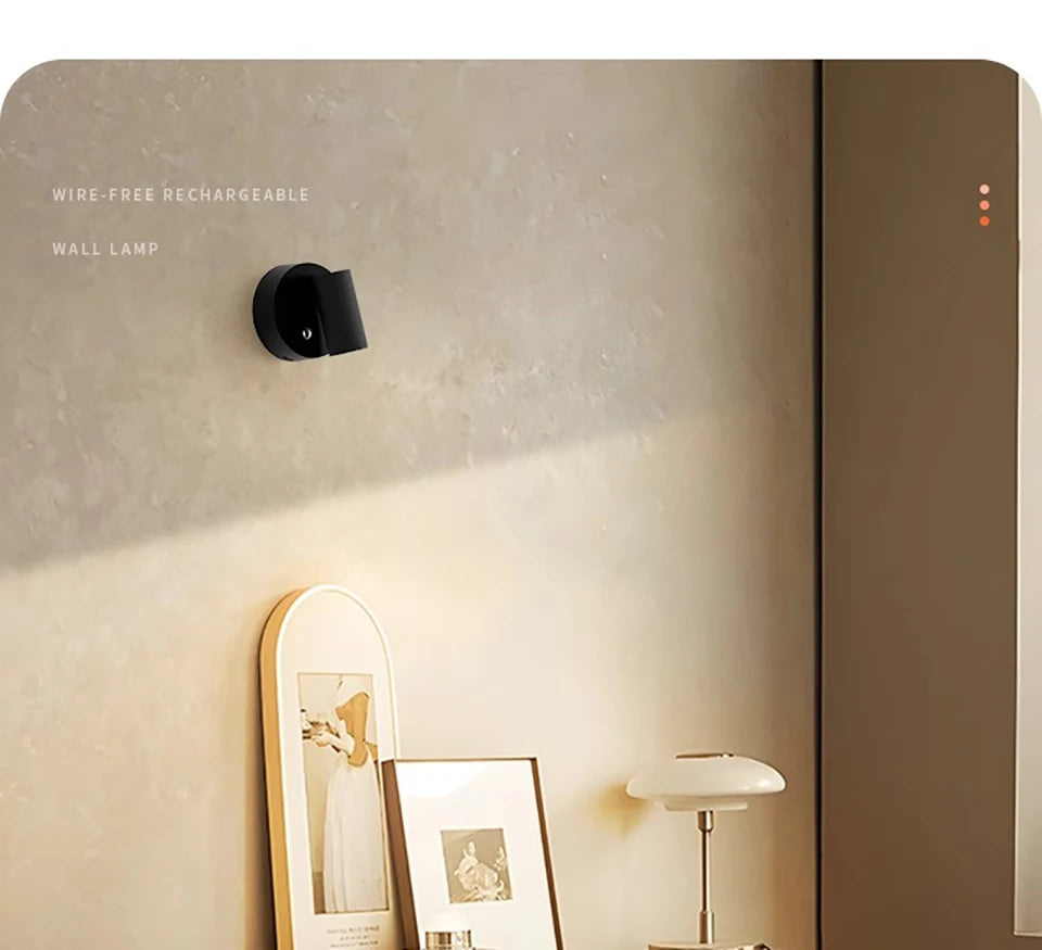 LED Magnetic Rechargeable Wall Lamp – Wireless No-Drill Portable Bedside & Reading Light