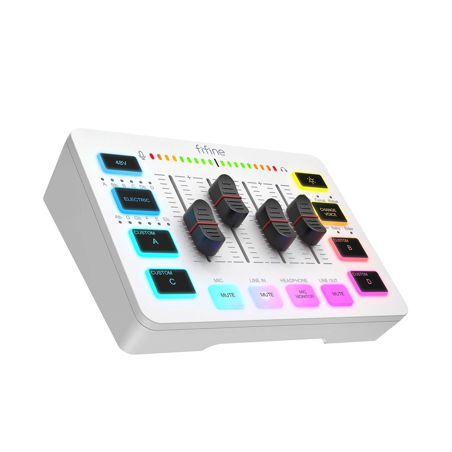 FIFINE 4 Channel RGB Gaming Audio Mixer with XLR Interface for Streaming, Podcasts and Dual-PC Setups
