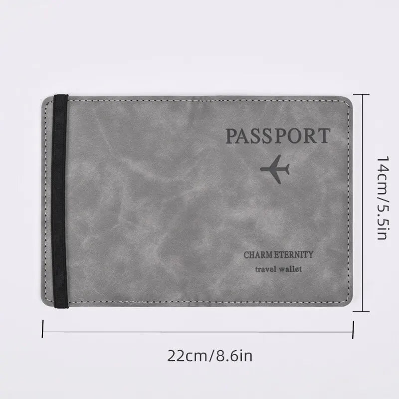 Men PU Leather Passport Wallet Travel Document Holder Card Case for Business & Leisure