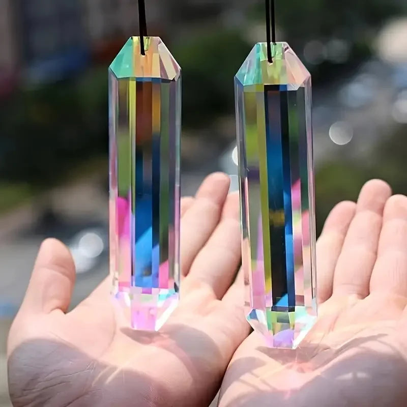 2 pcs Crystal Sun Catcher Window Prism Pendants – Rainbow Hanging Ornament for Home & Garden