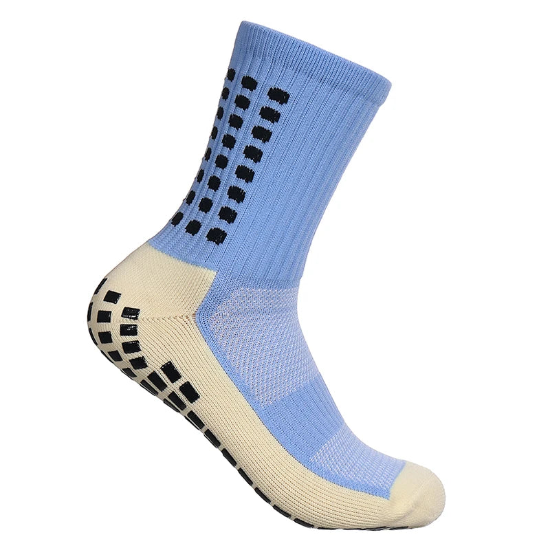 Non Slip Grip Sports Socks with Glue Dispenser Mid Calf Performance Socks for Training Fitness