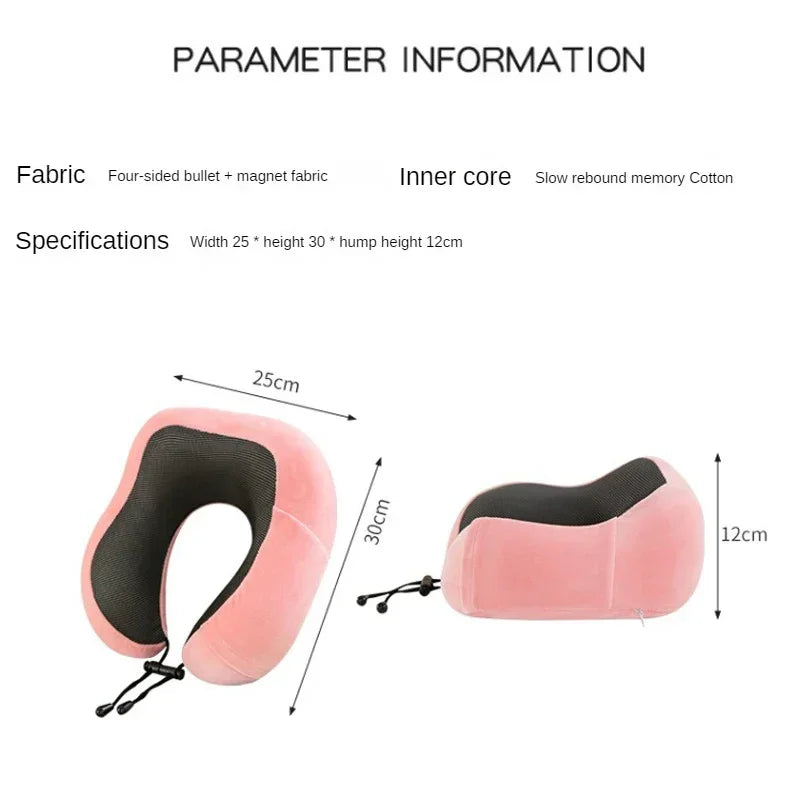 Travel Neck Pillow U-Shaped Memory Foam for Airplane, Sleeping, Cervical Support and Comfort