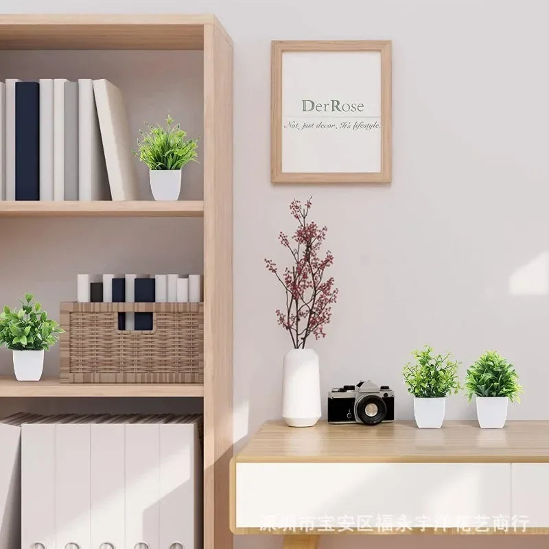 Artificial Eucalyptus Bonsai Plant in Decorative Pot – Lifelike Green Potted Plant for Home & Garden