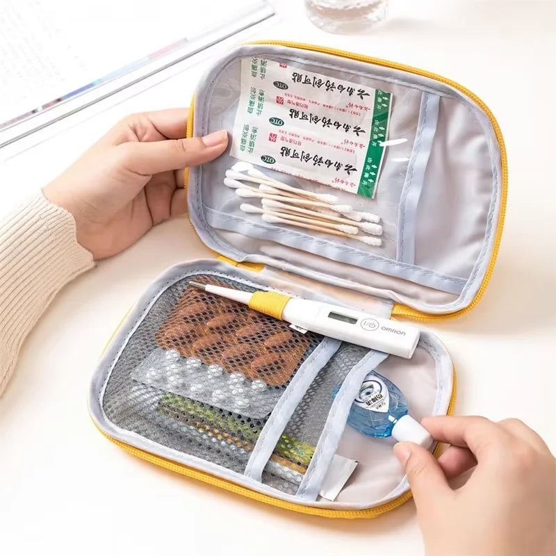 Portable Travel Medicine Bag First Aid Kit Organizer Compact Pill Storage Pouch Multi Layer