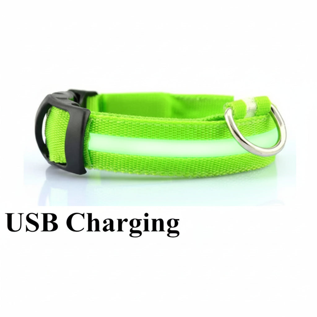 LED GLOWING DOG COLLAR Adjustable Rechargeable Flashing Luminous Night Safety Harness for Dogs