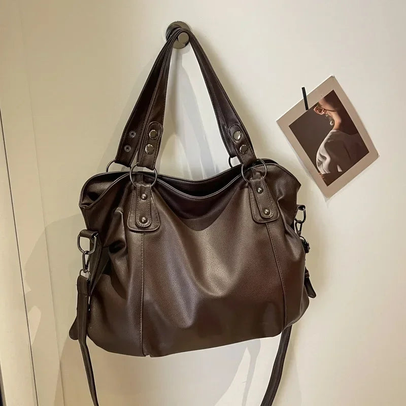 Soft PU Shoulder Bag for Women 2026 Fashion Tote Handbag with Interior Compartments and Zipper