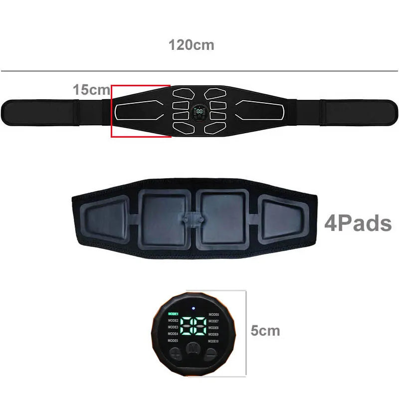 EMS Abdominal Toning Belt Electric Muscle Stimulator Abs Trainer Waist Slimming Body Shaper Pro USB