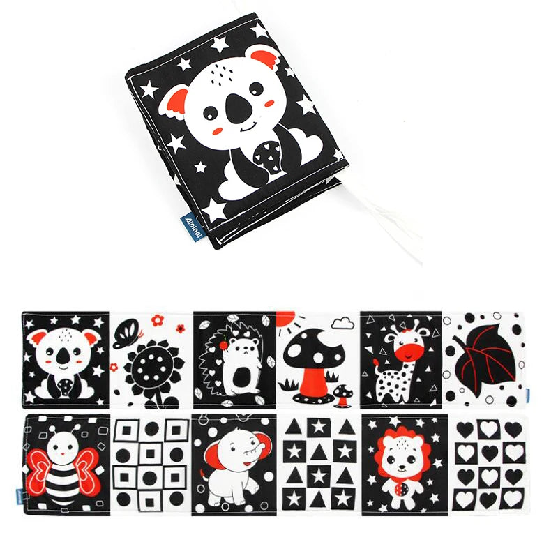 QWZ Soft Baby Cloth Books 3D Touch Feel High Contrast Sensory Stroller Toy for Newborns & Infants