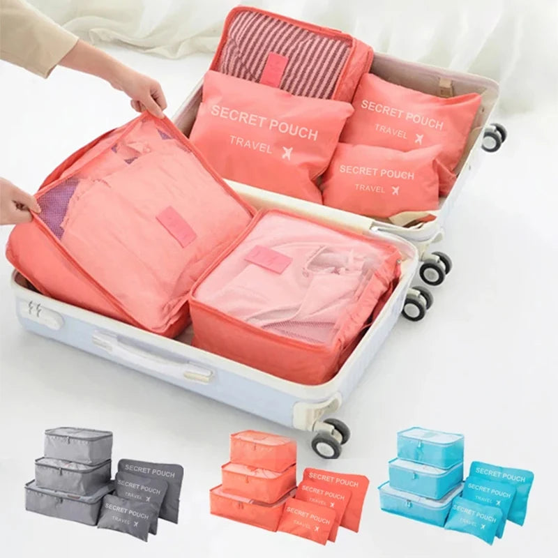 6PCS Travel Packing Cubes Set Large Capacity Luggage Organiser Bags Oxford Travel Storage Set