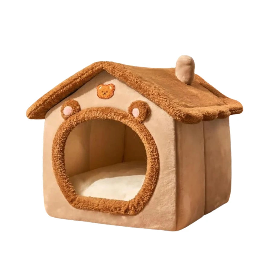 Foldable Pet House Removable Washable Cat Cave Bed for Cats and Small Dogs Winter Warm
